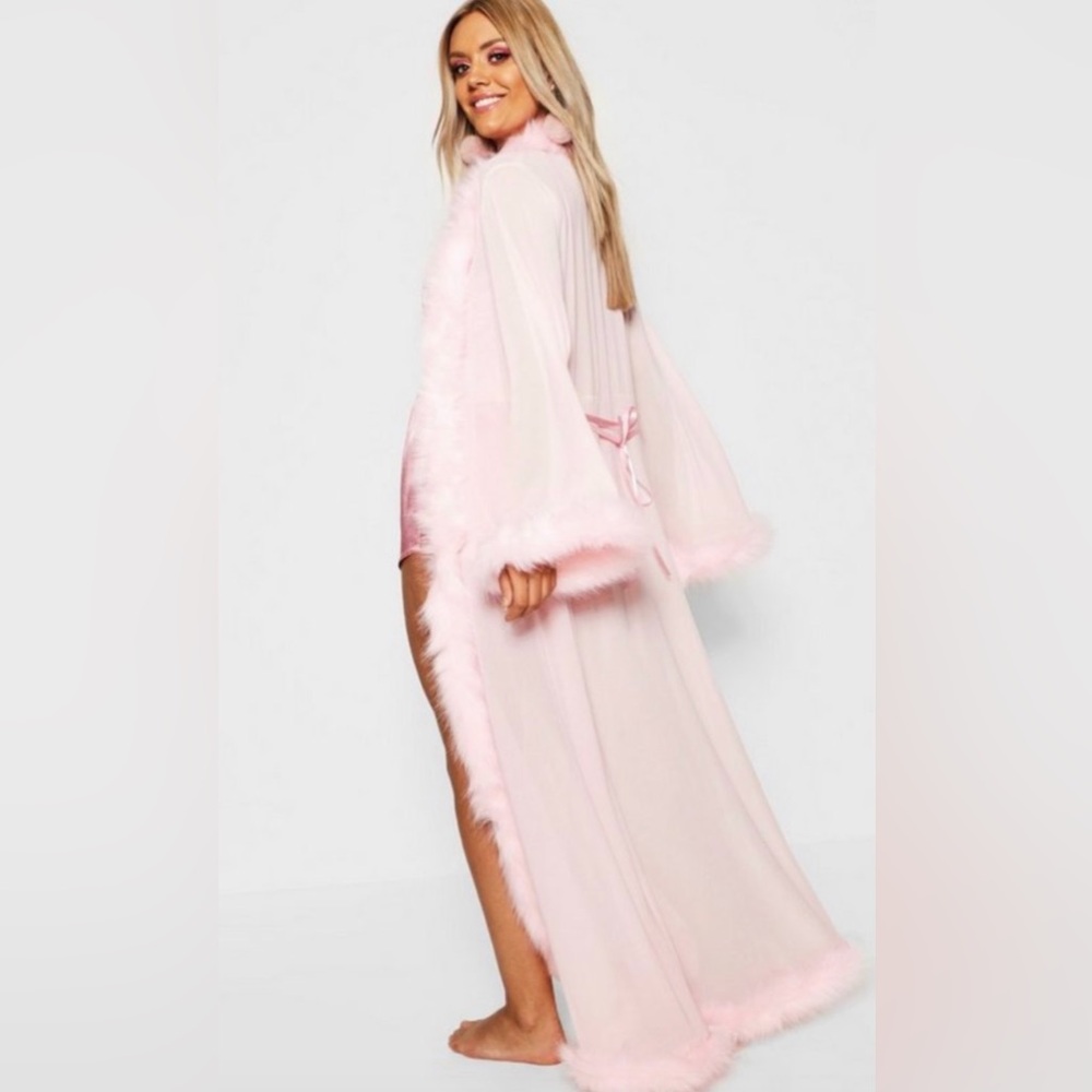 Pink sheer robe with fluffy trim (Britney Spears “Lucky” outfit)